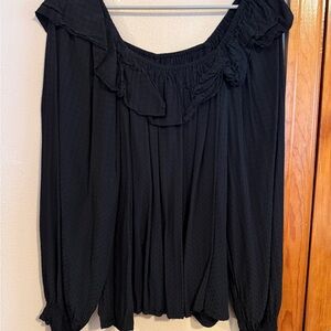 Knox Rose Black Ruffled Blouse